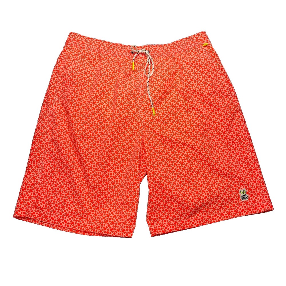 Psycho Bunny Swim Trunks Men's XLT Geometric Mesh Lined Robert Godley Shorts EUC